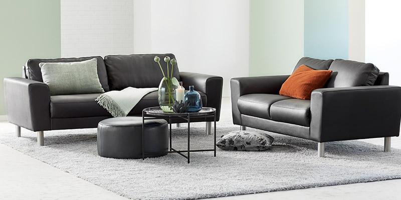 Stamford sofasæt i sort læder