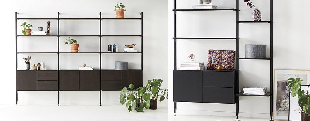 Edge bogreol med skuffer